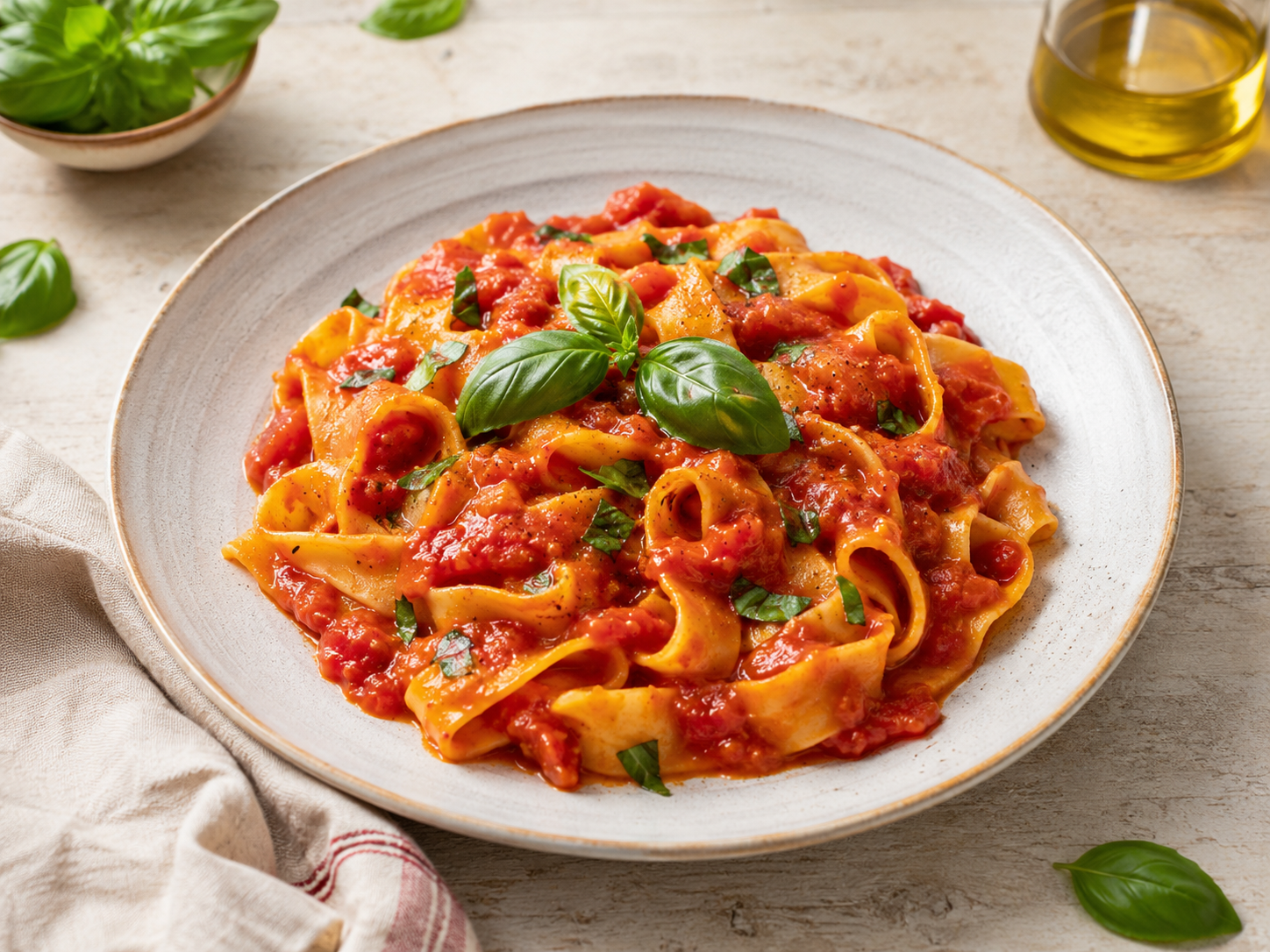 Pasta fresca con tomate