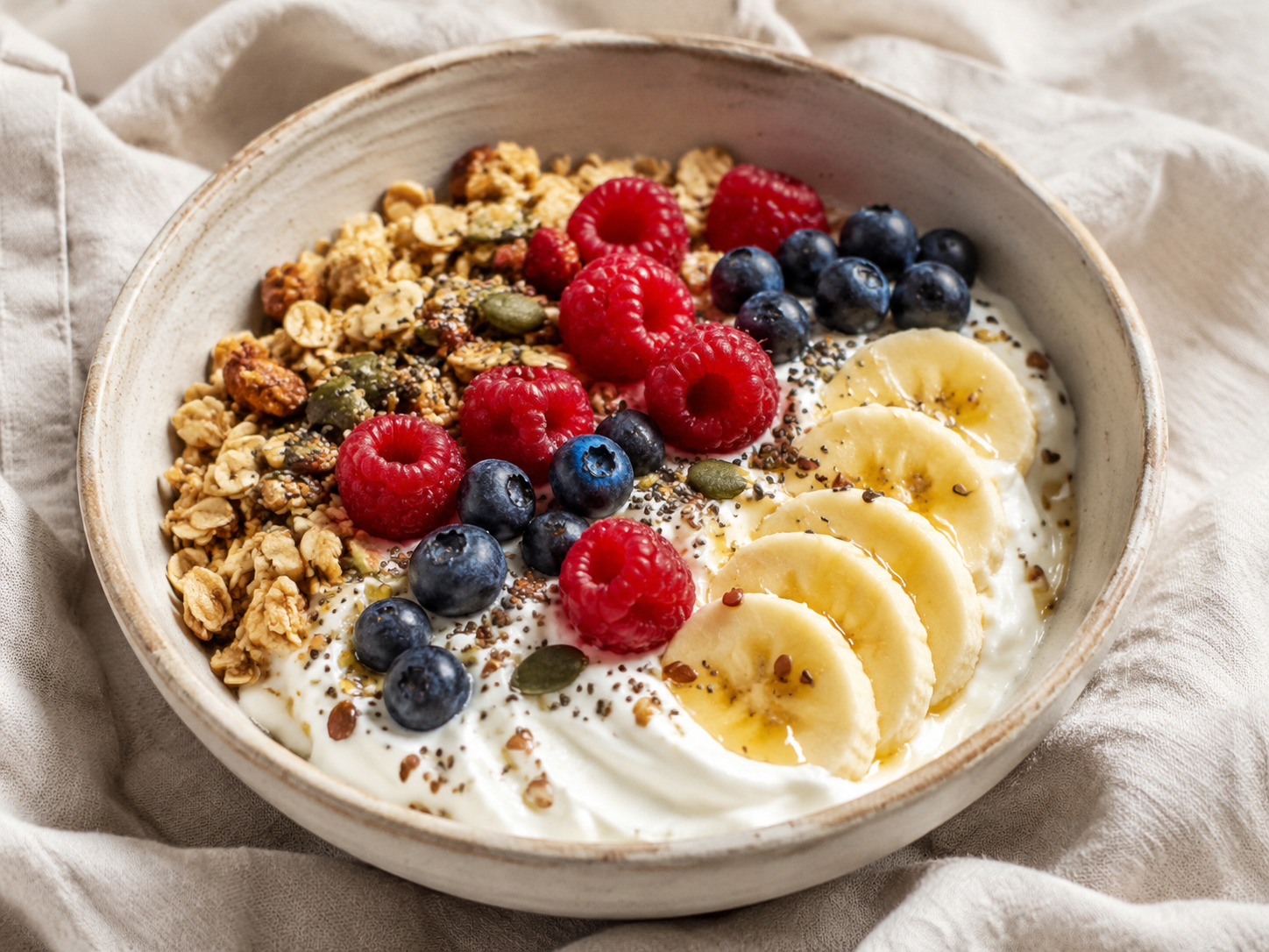 Yogur crujiente con fruta